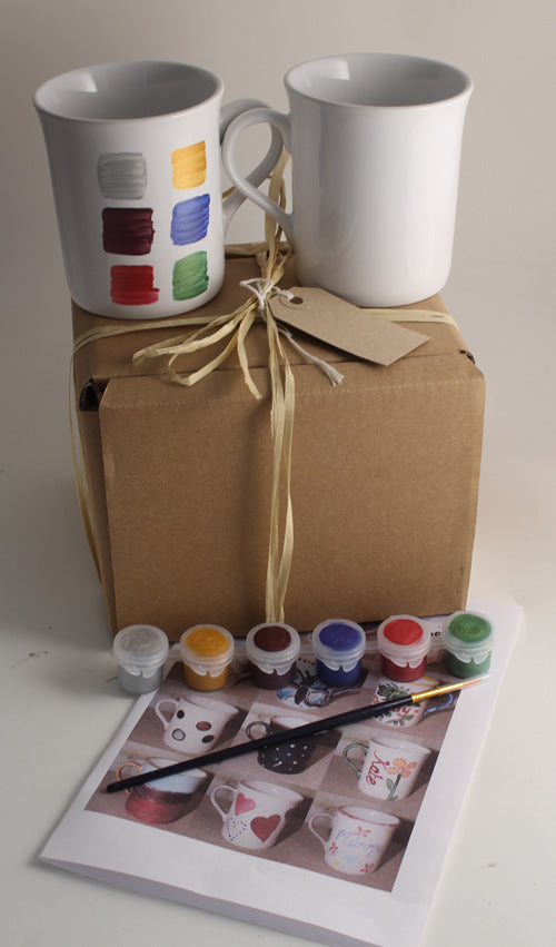 Paint Your Own Gift Mugs: with Gift Tag (2 mugs metallics)