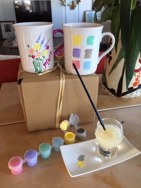 Paint Your Own Gift Mugs: with Gift Tag (2 mugs pastel)