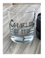 Personalised 75th Birthday Whisky Glass: (Blk/Sil)