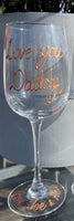 Personalised Wording Gift Wine Glass: with Crystals (Gold)