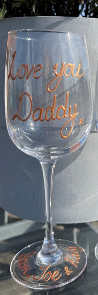 Personalised Wording Gift Wine Glass: with Crystals (Gold)