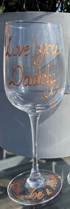 Personalised Wording Gift Wine Glass: with Crystals (Gold)
