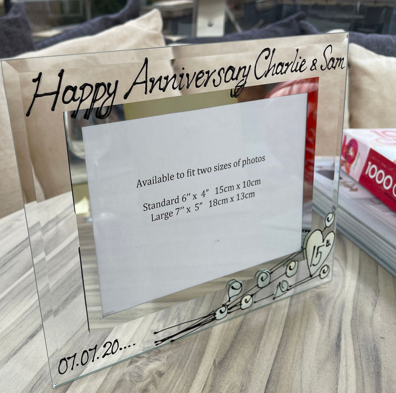 Personalised 15th Wedding Anniversary Photo Frame Landscape