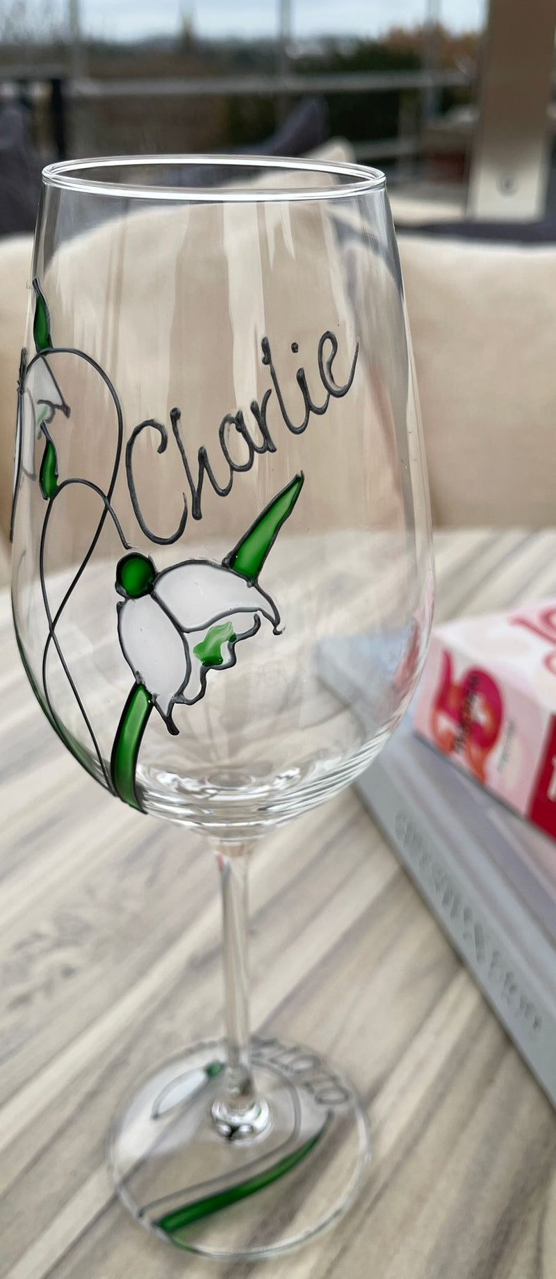 Personalised Snowdrop wine glass