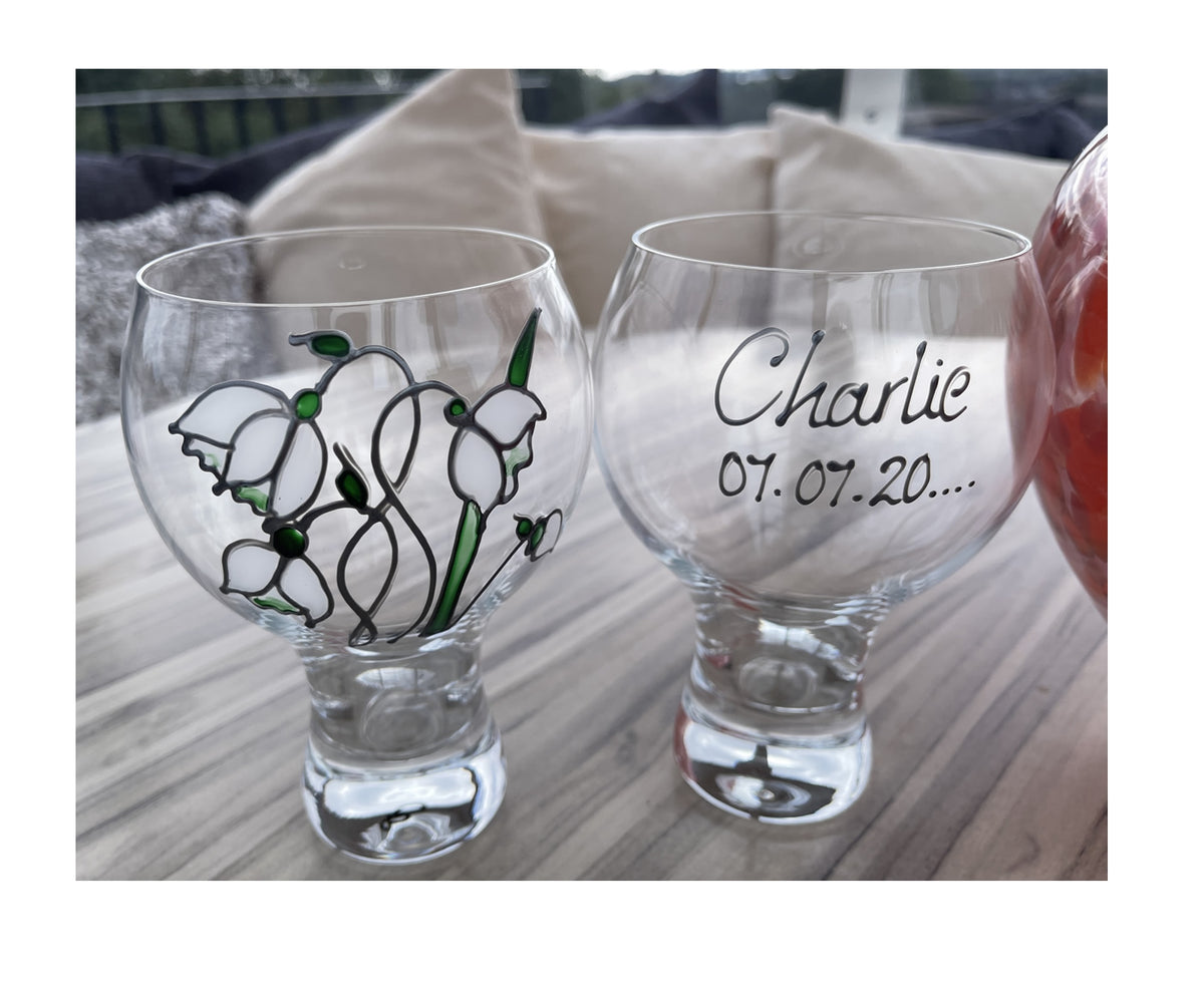 Personalised Snowdrop Gin and Tonic Glass