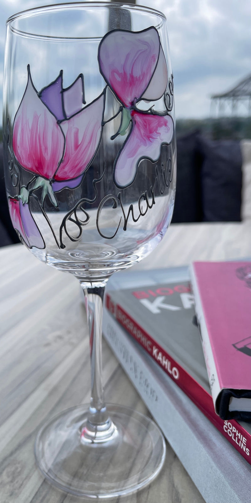 Sweet Pea Design Gift Wine Glass: