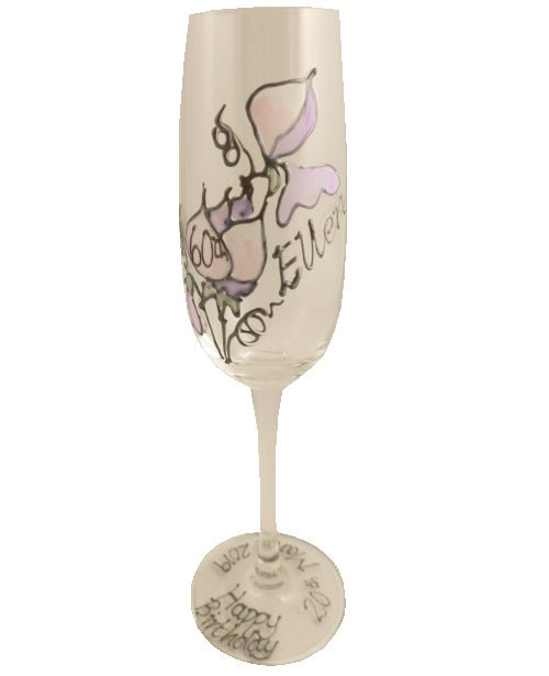 Personalised 60th Birthday Champagne Glass Sweet Pea