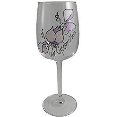 Godmother Design Gift Wine Glass: (Sweet Pea)