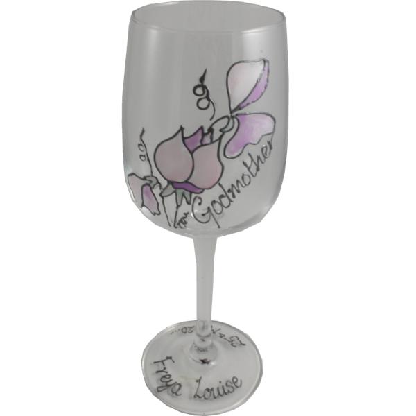 Personalised Godmother Sweet Pea Wine Glass