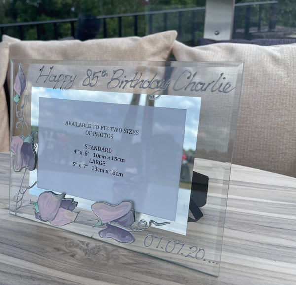 85th Birthday Gift Photo Frame: Landscape (Sweet Pea)