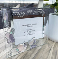 95th Birthday Gift Photo Frame: Landscape (Sweet Pea)