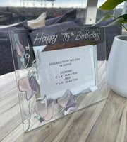 75th Birthday Gift Photo Frame: Landscape (Sweet Pea)