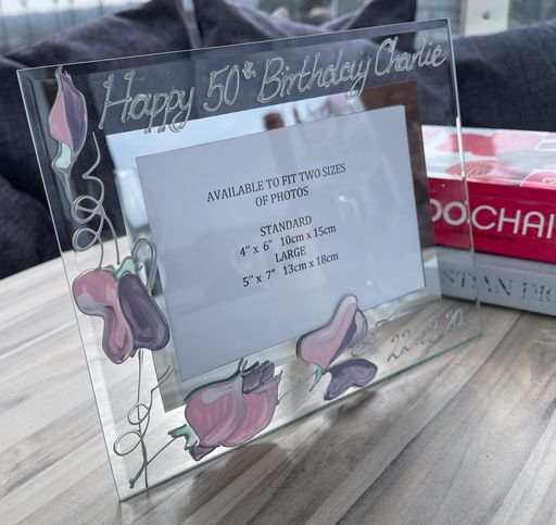 50th Birthday Gift Photo Frame: Landscape (Sweet Pea)