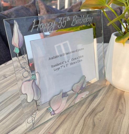 35th Birthday Gift Photo Frame: Landscape (Sweet Pea)