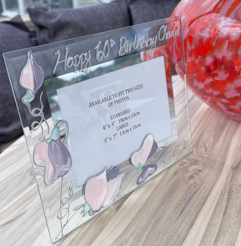Personalised 60th Birthday Gift Photo: Frame Landscape (Sweet Pea)