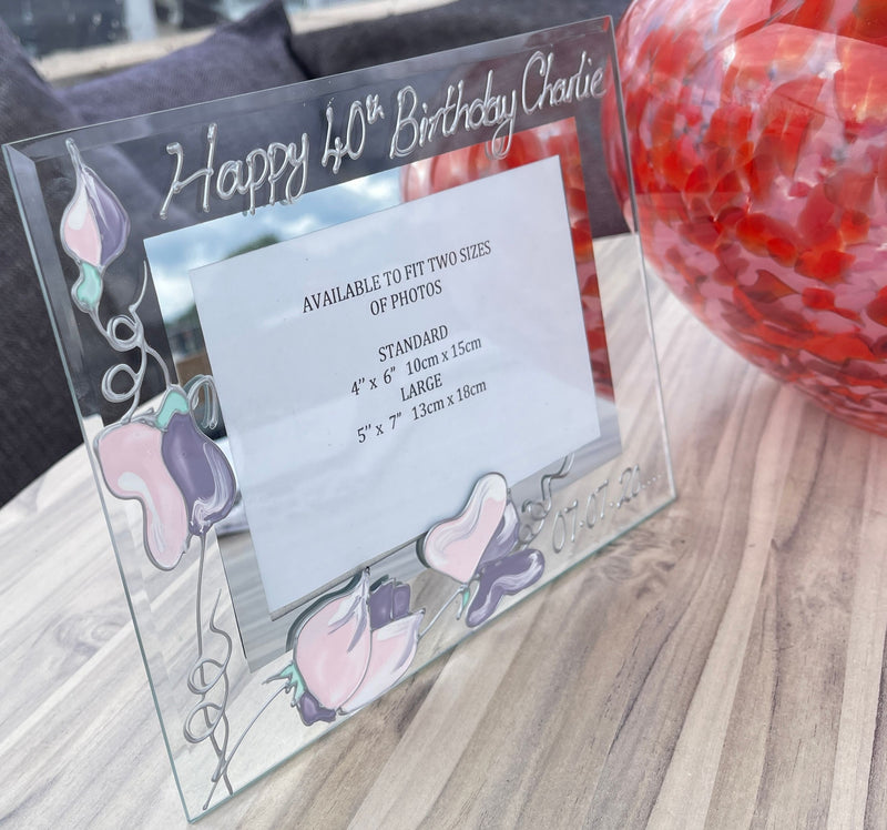 Personalised 40th Birthday Gift Photo Frame: Landscape (Sweet Pea)