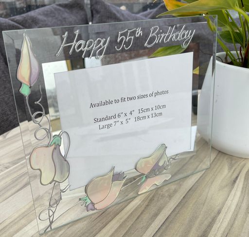 55th Birthday Gift Photo Frame: Landscape (Sweet Pea)