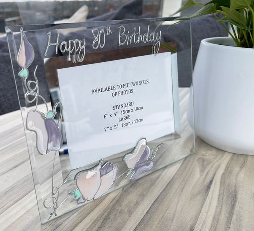 80th Birthday Gift Photo Frame: Landscape (Sweet Pea)