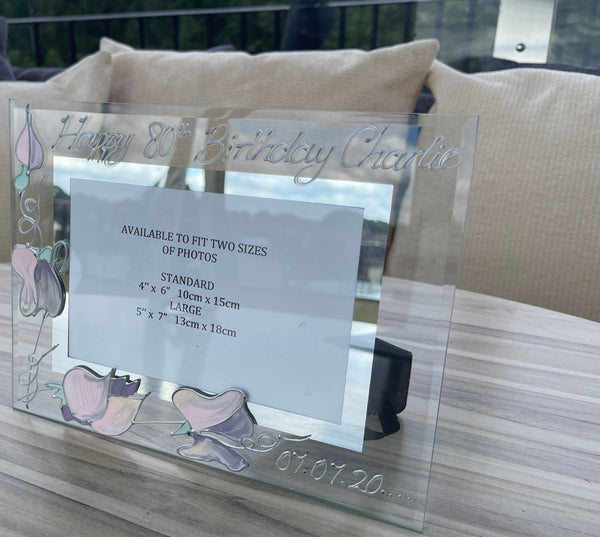 80th Birthday Gift Photo Frame: Landscape (Sweet Pea)