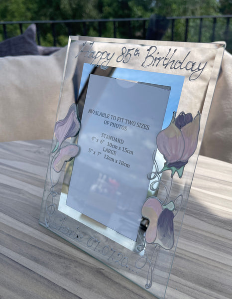 85th Birthday Gift Photo Frame: Portrait (Sweet Pea)
