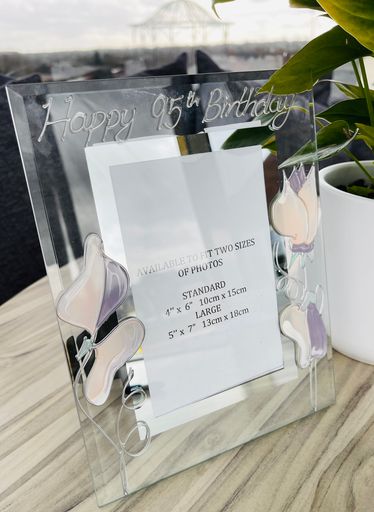 95th Birthday Gift Photo Frame: Portrait (Sweet Pea)