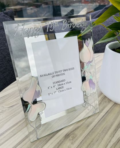 75th Birthday Gift Photo Frame: Portrait (Sweet Pea)