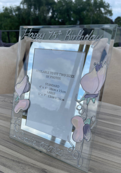 75th Birthday Gift Photo Frame: Portrait (Sweet Pea)