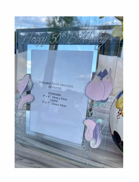 50th Birthday Gift Photo Frame: Portrait (Sweet Pea)