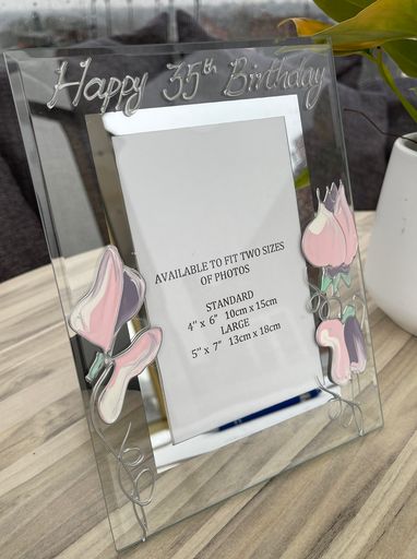 35th Birthday Gift Photo Frame: Portrait (Sweet Pea)
