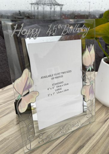 45th Birthday Gift Photo Frame: Portrait (Sweet Pea)