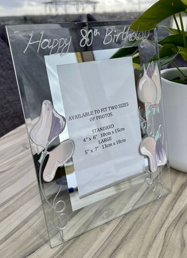 80th Birthday Gift Photo Frame: Portrait (Sweet Pea)