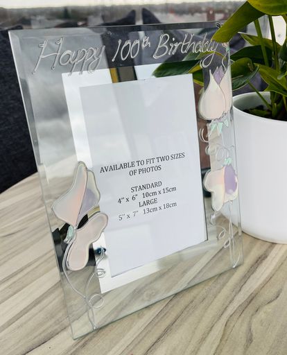 100th Birthday Gift Photo Frame: Portrait (Sweet Pea)