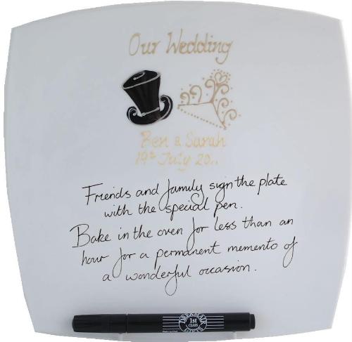 Our Wedding Gift Signature Plate: Square (Hat & Tiara)