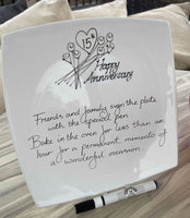 15th Wedding Anniversary Signature Plate: (Flower/Sq)
