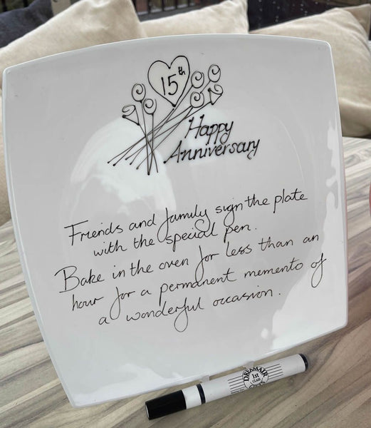 15th Wedding Anniversary Signature Plate: (Flower/Sq)