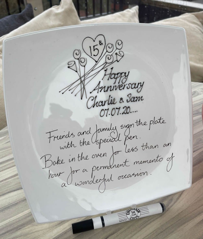 Personalised 15th Anniversary Signature Plate (Square)