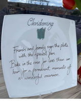 Christening Day Gift Signature Plate: Square (Turq  Heart)