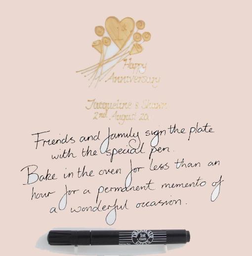 1st Wedding Anniversary Signature Plate: (Flower/Sq)