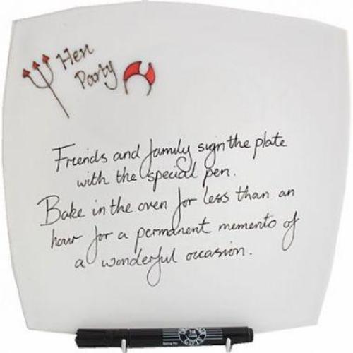 Hen Party Gift Signed/ Sealed Plate: Square