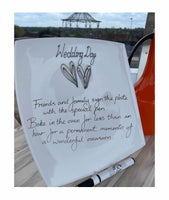 Wedding Day Gift Signature Plate: Square (Silver/Lilac Hearts)