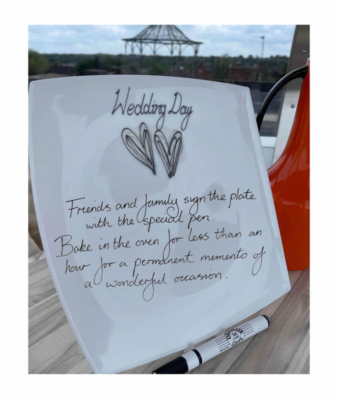 Wedding Day Gift Signature Plate: Square (Soft Grey Hearts)