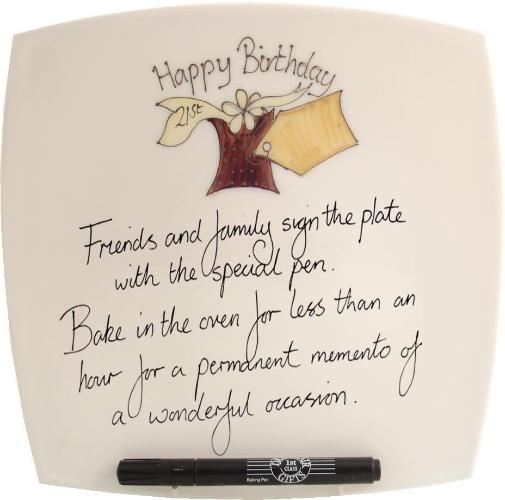21st Birthday Gift Signature Plate: Square (Box)