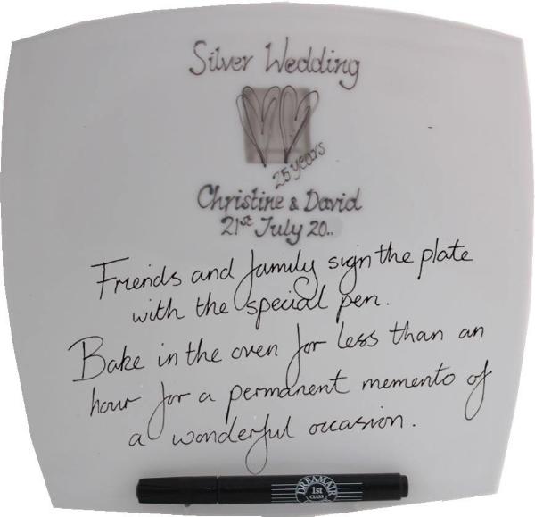 Personalised 25th Wedding Anniversary Plate Hearts/Sq