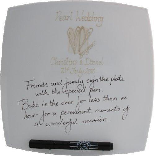 30th Wedding Anniversary Signature Plate: (Hearts/Sq)