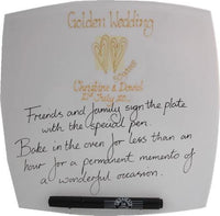 50th Wedding Anniversary Signature Plate: (Hearts/Sq)