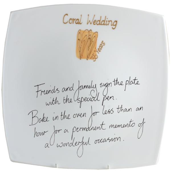 35th Wedding Anniversary Plate: (Hearts/Sq) Signature