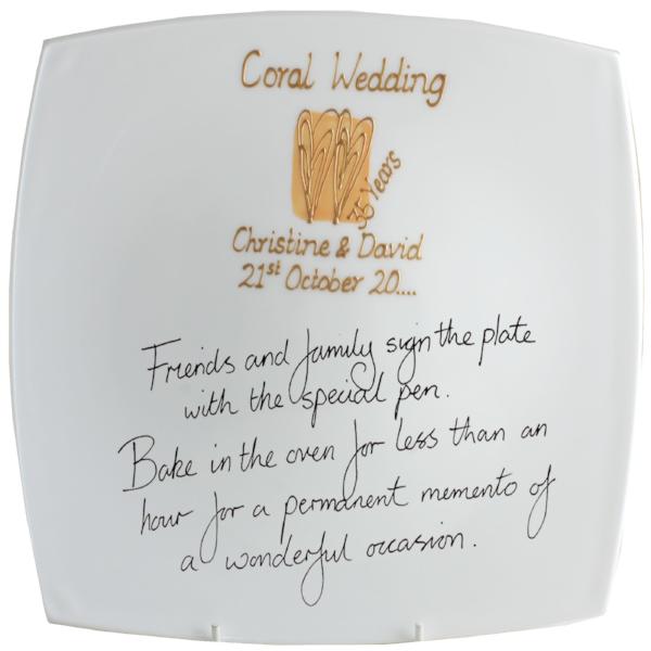 35th Wedding Anniversary Plate: (Hearts/Sq) Signature