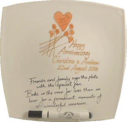 Personalised 35th Wedding Anniversary Plate Square Flower