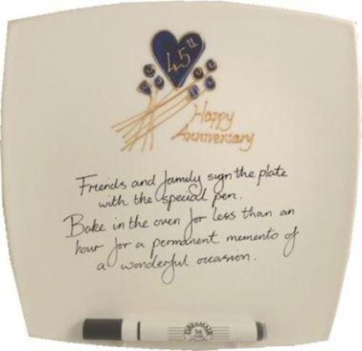45th Wedding Anniversary Signature Plate: (Flower/Sq)