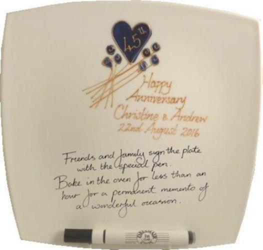 Personalised 45th Wedding Anniversary Plate: (Flower/Sq) Signature